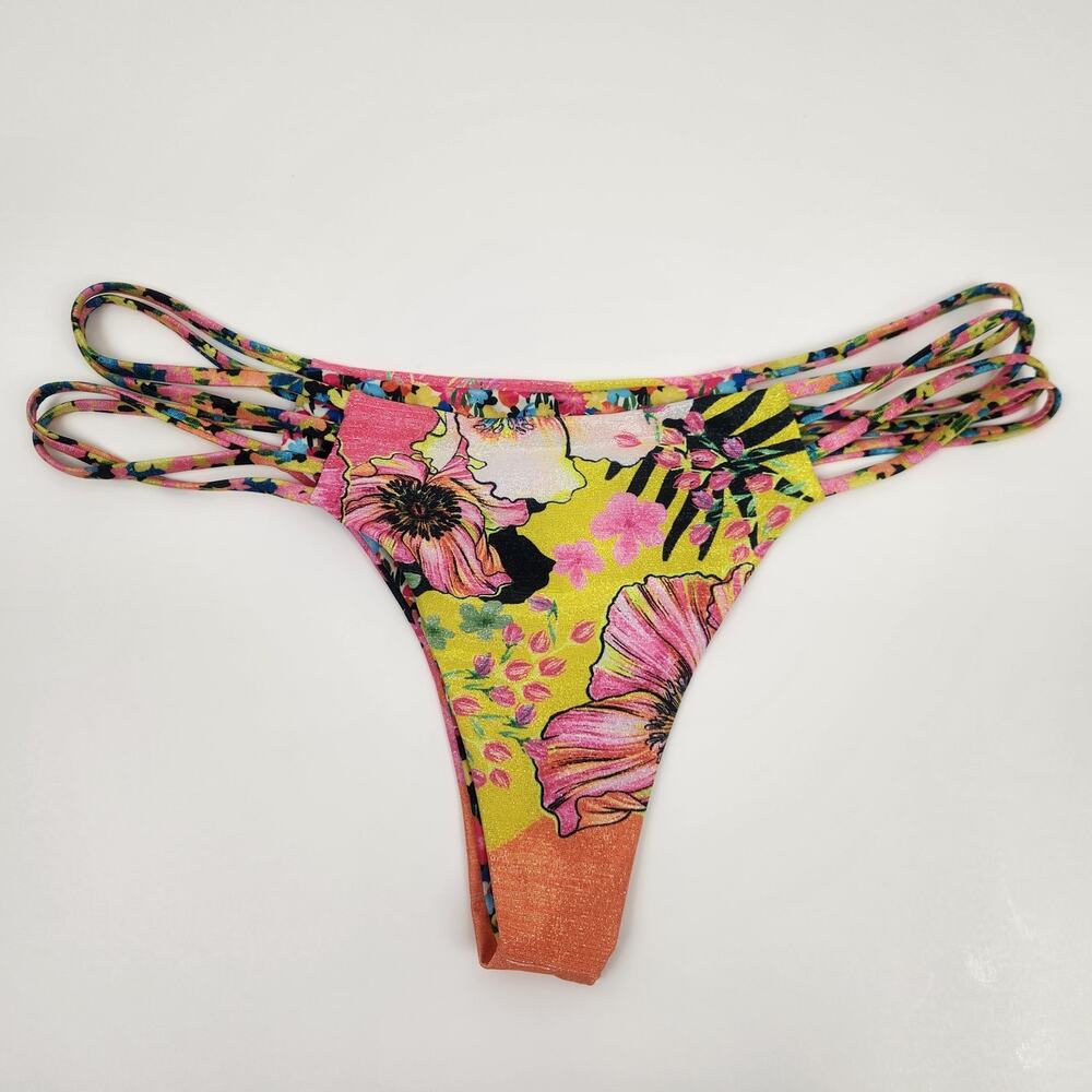 Agua Bendita Sophia Bikini Bottom in Praia Pink Neon Size XL NWT